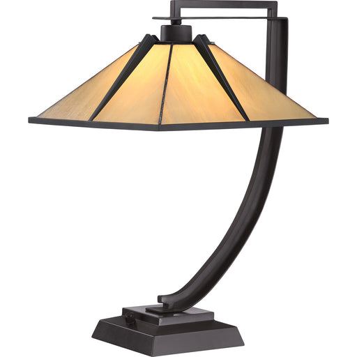 Quoizel Pomeroy 15in 1-Light Table Lamp | Traditional Western Bronze and Multicolor Art Glass | Bedroom & Living Room | Model TF1791TWT