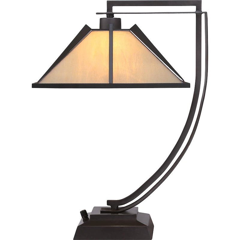 Quoizel Pomeroy 15in 1-Light Table Lamp | Traditional Western Bronze and Multicolor Art Glass | Bedroom & Living Room | Model TF1791TWT