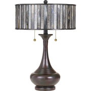 Quoizel Roland 15in 2-Light Table Lamp | Tiffany Valiant Bronze and Multicolor Art Glass | Bedroom & Living Room | 15 x 15 x 21.5 in | Model TF3334TVA
