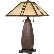 Quoizel Fulton 17in 2-Light Table Lamp | Tiffany Multicolor Art Glass and Resin | Bedroom & Living Room | 17 x 17 x 26.5 in | Model TF3341T