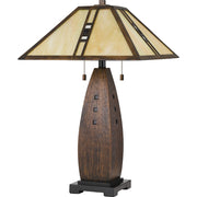 Quoizel Fulton 17in 2-Light Table Lamp | Tiffany Multicolor Art Glass and Resin | Bedroom & Living Room | 17 x 17 x 26.5 in | Model TF3341T