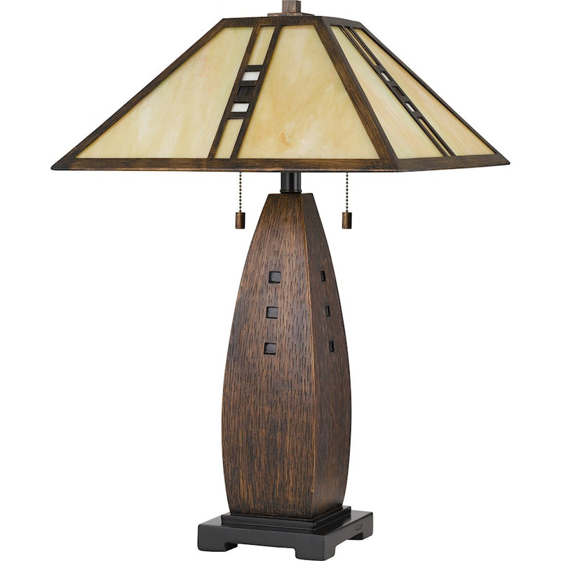 Quoizel Fulton 17in 2-Light Table Lamp | Tiffany Multicolor Art Glass and Resin | Bedroom & Living Room | 17 x 17 x 26.5 in | Model TF3341T