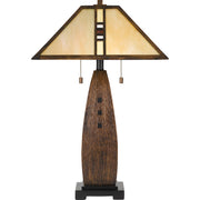 Quoizel Fulton 17in 2-Light Table Lamp | Tiffany Multicolor Art Glass and Resin | Bedroom & Living Room | 17 x 17 x 26.5 in | Model TF3341T