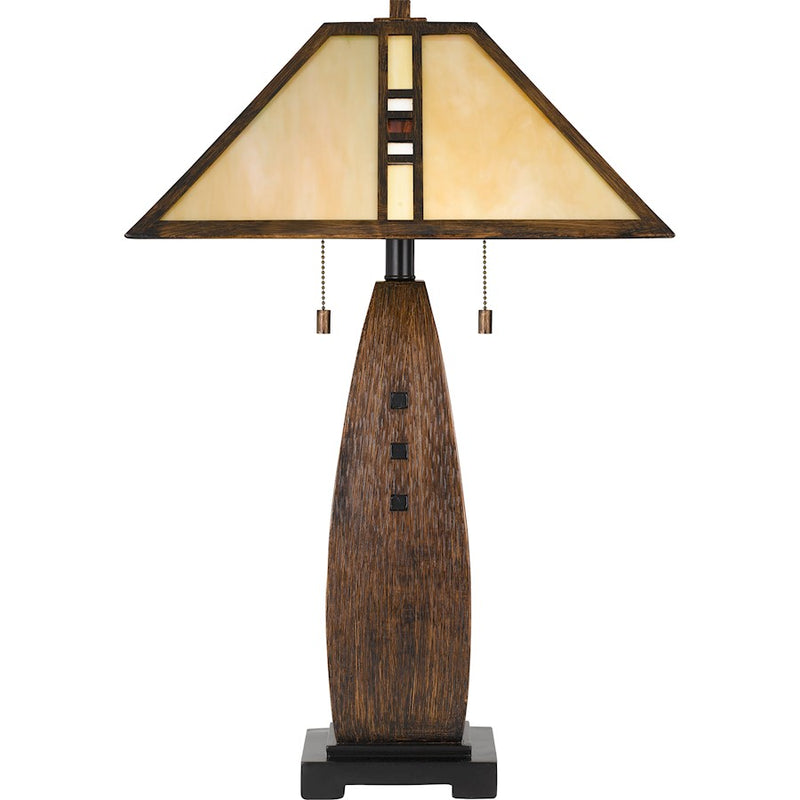Quoizel Fulton 17in 2-Light Table Lamp | Tiffany Multicolor Art Glass and Resin | Bedroom & Living Room | 17 x 17 x 26.5 in | Model TF3341T