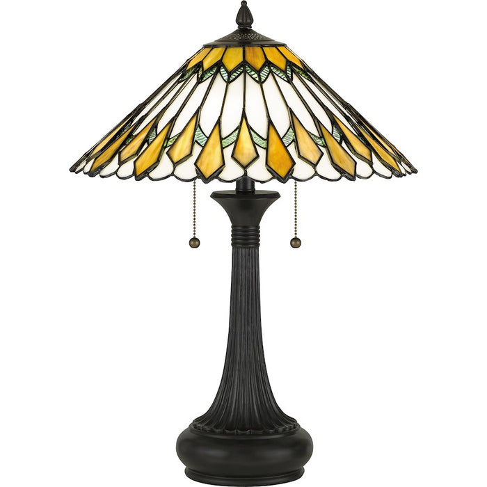 Quoizel Maddow 2 Light Table Lamp, Vintage Bronze/Tiffany