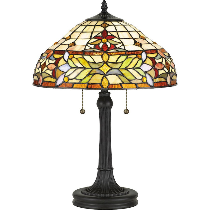 Quoizel Quinn 2 Light Table Lamp Tiffany, Vintage Bronze