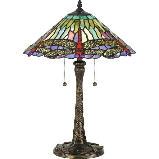 Quoizel Skimmer 2 Light Table Lamp, Multicolor Tiffany Glass