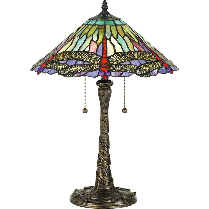Quoizel Skimmer 2 Light Table Lamp, Multicolor Tiffany Glass