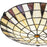 Quoizel Legend 2 Light Flush Mount, Matte Black/Multicolor Art Glass