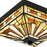 Quoizel Hathaway 3 Light Flush Mount, Black/Multicolor Art Glass