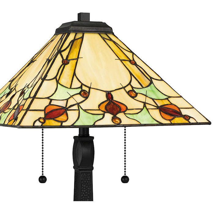 Quoizel Westwind 2 Light Table Lamp, Matte Black/Multicolor Art