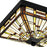 Quoizel Mill Run 3 Light Flush Mount, Black/Multicolor Art Glass