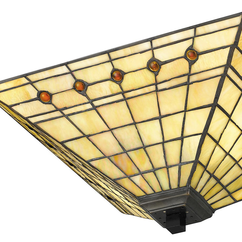 Quoizel Braden 2 Light Flush Mount, Matte Black/Multicolor Art Glass