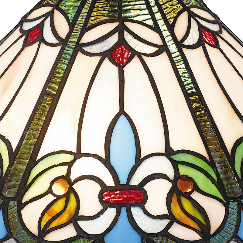 Quoizel Giles 2Light Table Lamp, Matte Black/Multicolor Art Glass