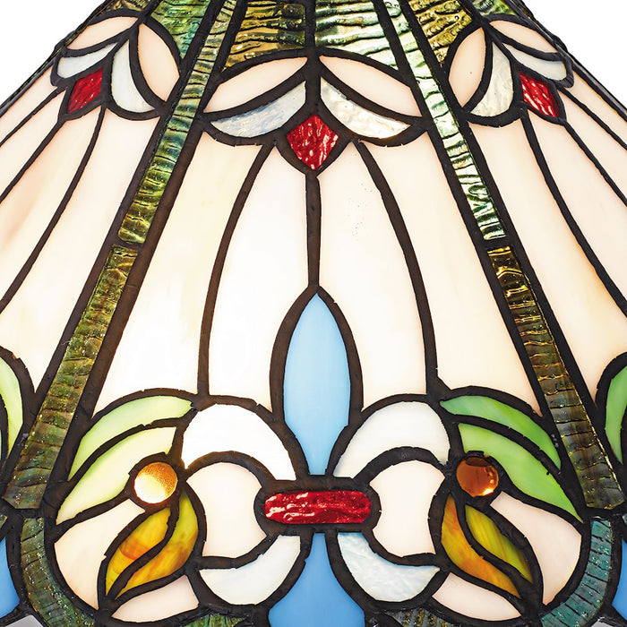 Quoizel Giles 2Light Table Lamp, Matte Black/Multicolor Art Glass