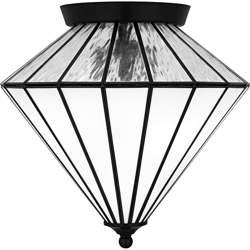 Quoizel Liam 3Light Flush Mount, Matte Black/Multicolor Art Glass