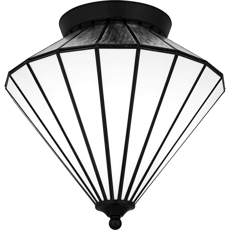 Quoizel Liam 3Light Flush Mount, Matte Black/Multicolor Art Glass