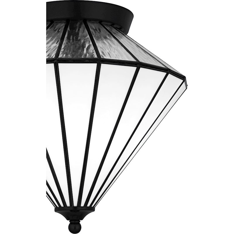 Quoizel Liam 3Light Flush Mount, Matte Black/Multicolor Art Glass
