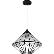 Quoizel Olivier 1Light Pendant, Matte Black/Multicolor Art Glass - TF6813MBK
