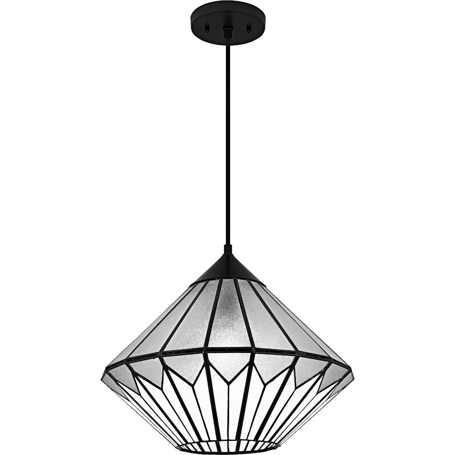 Quoizel Olivier 1Light Pendant, Matte Black/Multicolor Art Glass - TF6813MBK