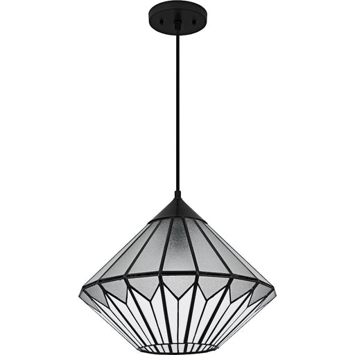 Quoizel Olivier 1Light Pendant, Matte Black/Multicolor Art Glass