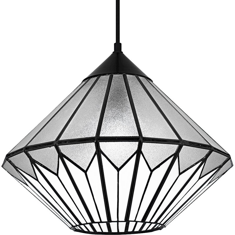 Quoizel Olivier 1Light Pendant, Matte Black/Multicolor Art Glass
