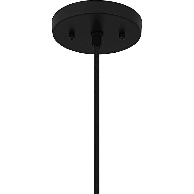 Quoizel Olivier 1Light Pendant, Matte Black/Multicolor Art Glass
