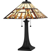Quoizel Kaylor 2Light Table Lamp, Matte Black/Multicolor Art Glass - TF6814MBK