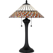 Quoizel Isla 2Light Table Lamp, Matte Black/Multicolor Art Glass - TF6815MBK