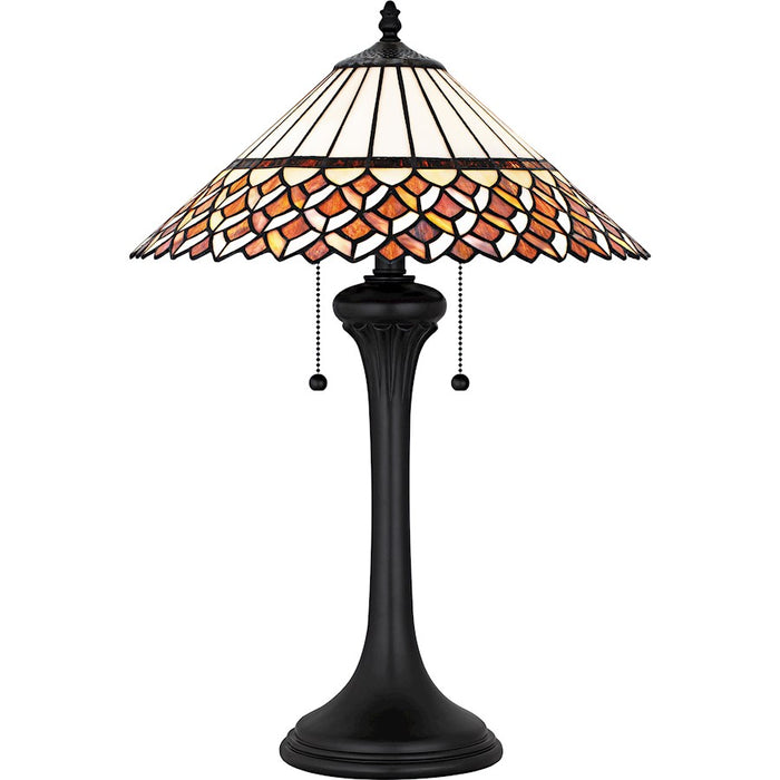 Quoizel Isla 2Light Table Lamp, Matte Black/Multicolor Art Glass - TF6815MBK