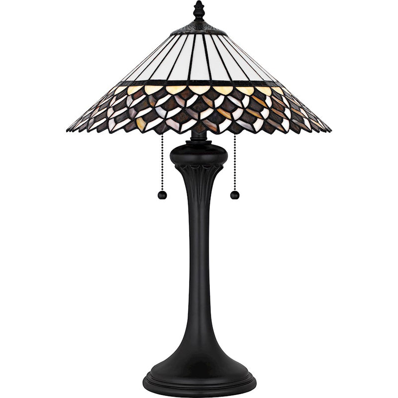 Quoizel Isla 2Light Table Lamp, Matte Black/Multicolor Art Glass