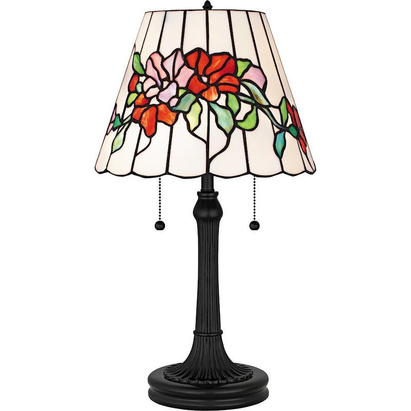 Quoizel Aurora 2Light Table Lamp, Matte Black/Multicolor Art Glass - TF6817MBK