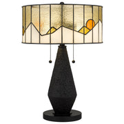 Quoizel Blackwood 16in 2-Light Table Lamp | Traditional Matte Black and Multicolor Art Glass | Living Room & Bedroom | Model TF6831MBK