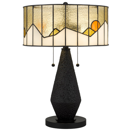 Quoizel Blackwood 16in 2-Light Table Lamp | Traditional Matte Black and Multicolor Art Glass | Living Room & Bedroom | Model TF6831MBK