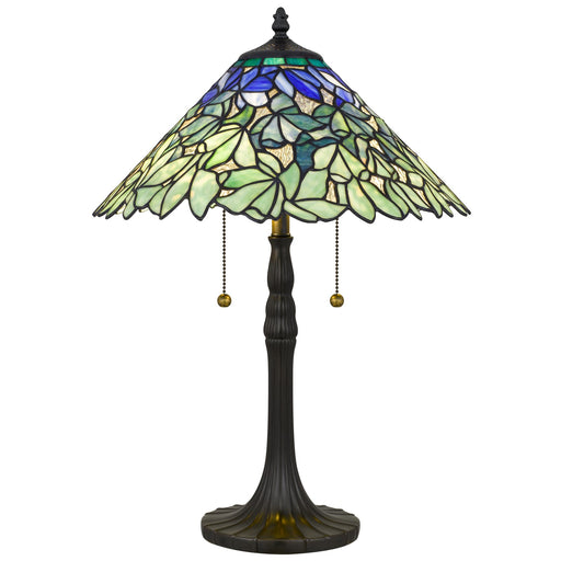 Quoizel Seasons 15.75in 2-Light Table Lamp | Traditional Vintage Bronze and Multicolor Art Glass | Living Room & Bedroom | Model TF6835VB