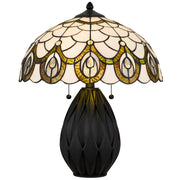 Quoizel Orla 16.25in 2-Light Table Lamp | Traditional Matte Black and Multicolor Art Glass | Living Room & Bedroom | Model TF6839MBK