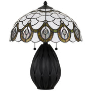 Quoizel Orla 16.25in 2-Light Table Lamp | Traditional Matte Black and Multicolor Art Glass | Living Room & Bedroom | Model TF6839MBK