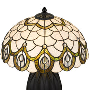 Quoizel Orla 16.25in 2-Light Table Lamp | Traditional Matte Black and Multicolor Art Glass | Living Room & Bedroom | Model TF6839MBK