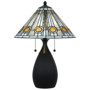 Quoizel Ayla 15.75in 2-Light Table Lamp | Traditional Matte Black and Multicolor Art Glass | Living Room & Bedroom | Model TF6840MBK