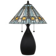 Quoizel Ayla 15.75in 2-Light Table Lamp | Traditional Matte Black and Multicolor Art Glass | Living Room & Bedroom | Model TF6840MBK