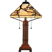 Quoizel Grove Park 14in 2-Light Table Lamp | Arts and Crafts Steel and Multicolor Art Glass | Living Room & Bedroom | Model TF6898M
