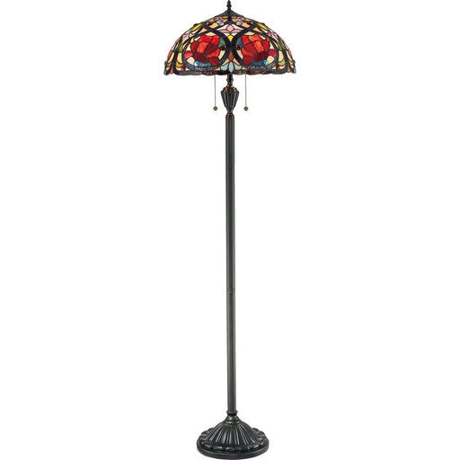 Quoizel Larissa 17.5in 2-Light Floor Lamp | Tiffany Vintage Bronze and Multicolor Art Glass | Living Room & Bedroom | Model TF879F