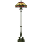 Quoizel West End 18in 2-Light Floor Lamp | Rustic Brushed Bullion and Multicolor Art Glass | Living Room & Bedroom | Model TF9320BB