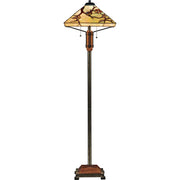 Quoizel Grove Park 17in 2-Light Floor Lamp | Arts & Crafts Multi Steel-Wood and Multicolor Art Glass | Living Room & Bedroom | Model TF9404M