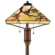 Quoizel Grove Park 17in 2-Light Floor Lamp | Arts & Crafts Multi Steel-Wood and Multicolor Art Glass | Living Room & Bedroom | Model TF9404M