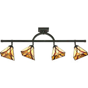 Quoizel Asheville 44in 4-Light Track Light | Traditional Valiant Bronze and Multicolor Art Glass | Kitchen & Living Room | Model TFAS1404VA