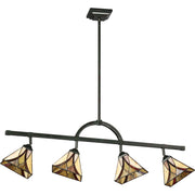 Quoizel Asheville 44in 4-Light Track Light | Traditional Valiant Bronze and Multicolor Art Glass | Kitchen & Living Room | Model TFAS1404VA