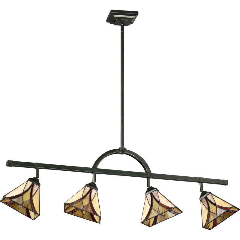 Quoizel Asheville 44in 4-Light Track Light | Traditional Valiant Bronze and Multicolor Art Glass | Kitchen & Living Room | Model TFAS1404VA