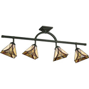 Quoizel Asheville 44in 4-Light Track Light | Traditional Valiant Bronze and Multicolor Art Glass | Kitchen & Living Room | Model TFAS1404VA