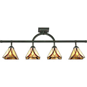 Quoizel Asheville 44in 4-Light Track Light | Traditional Valiant Bronze and Multicolor Art Glass | Kitchen & Living Room | Model TFAS1404VA